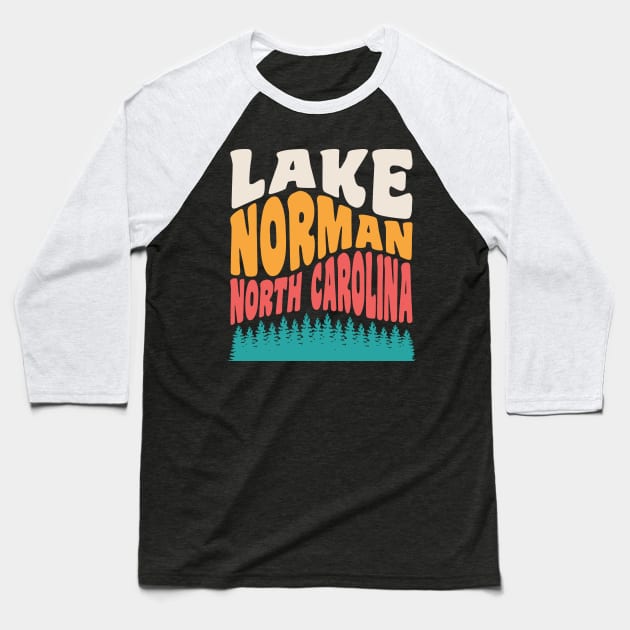 Lake Norman North Carolina Retro Sunset State Park Baseball T-Shirt by PodDesignShop